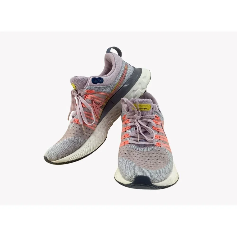 Nike React Infinity Run Flyknit Womens Running Shoes Pink Gray Orange Size 9.5 - Picture 2 of 9
